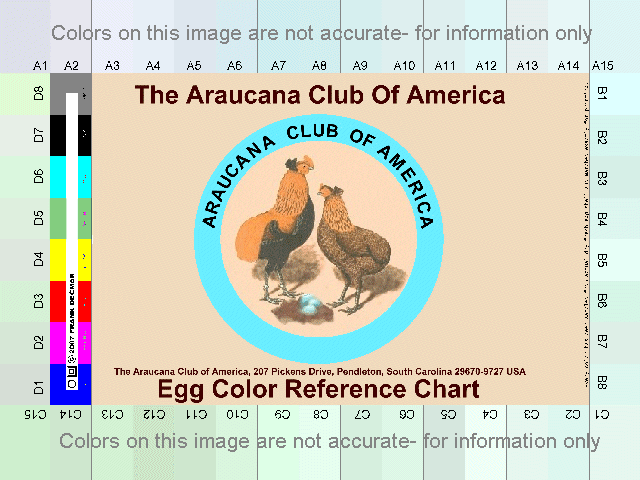 ACA Egg Color Reference Chart Photo reproduced with permission from F. Decm...